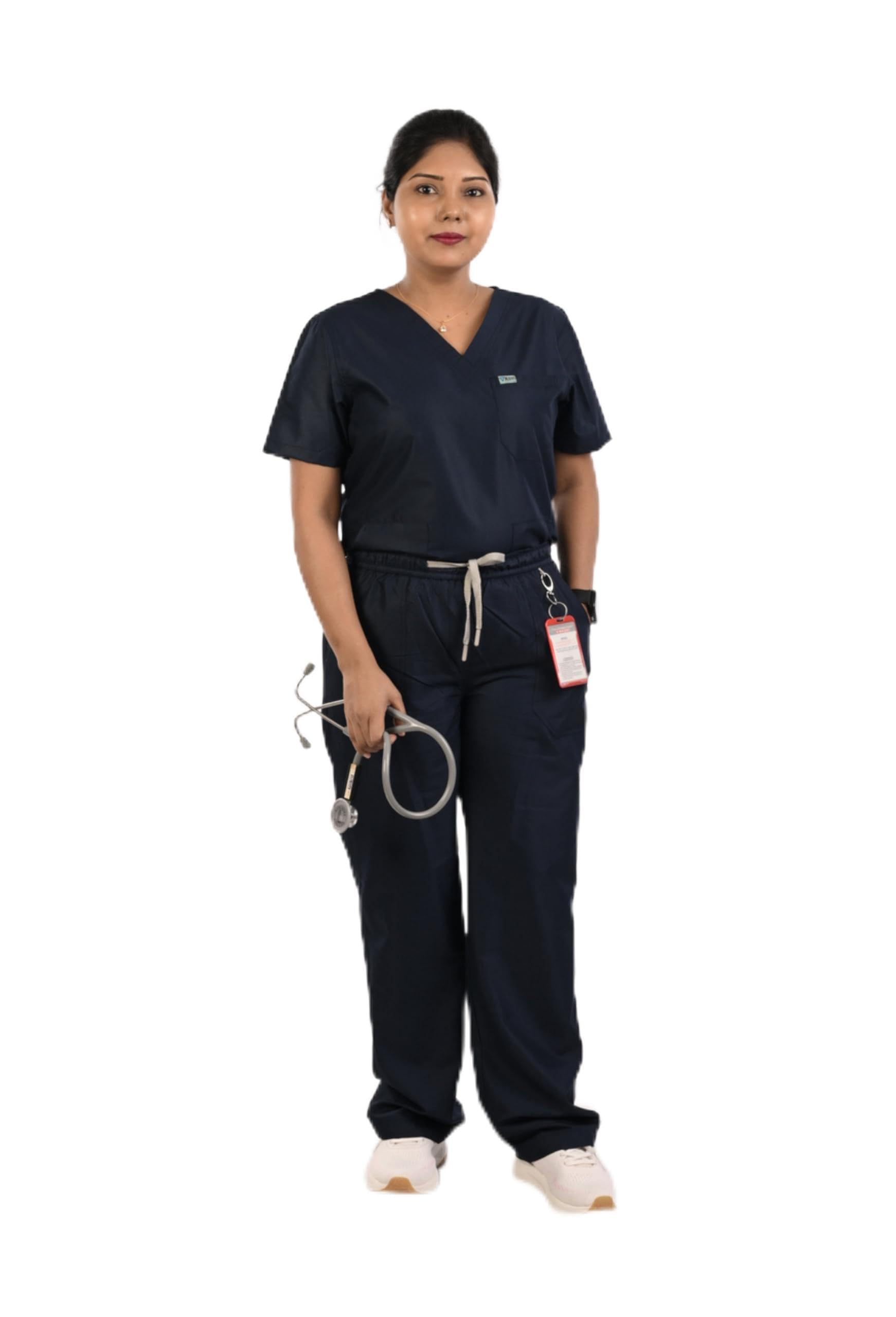 Scrub Suit for Women | 5 Pocket | V Neck Top & Bottom Set | Short Sleeves | Lightweight & Breathable | Hospital Clinic Uniform | For Female Doctors Nurses, Student & Dentists-image-49