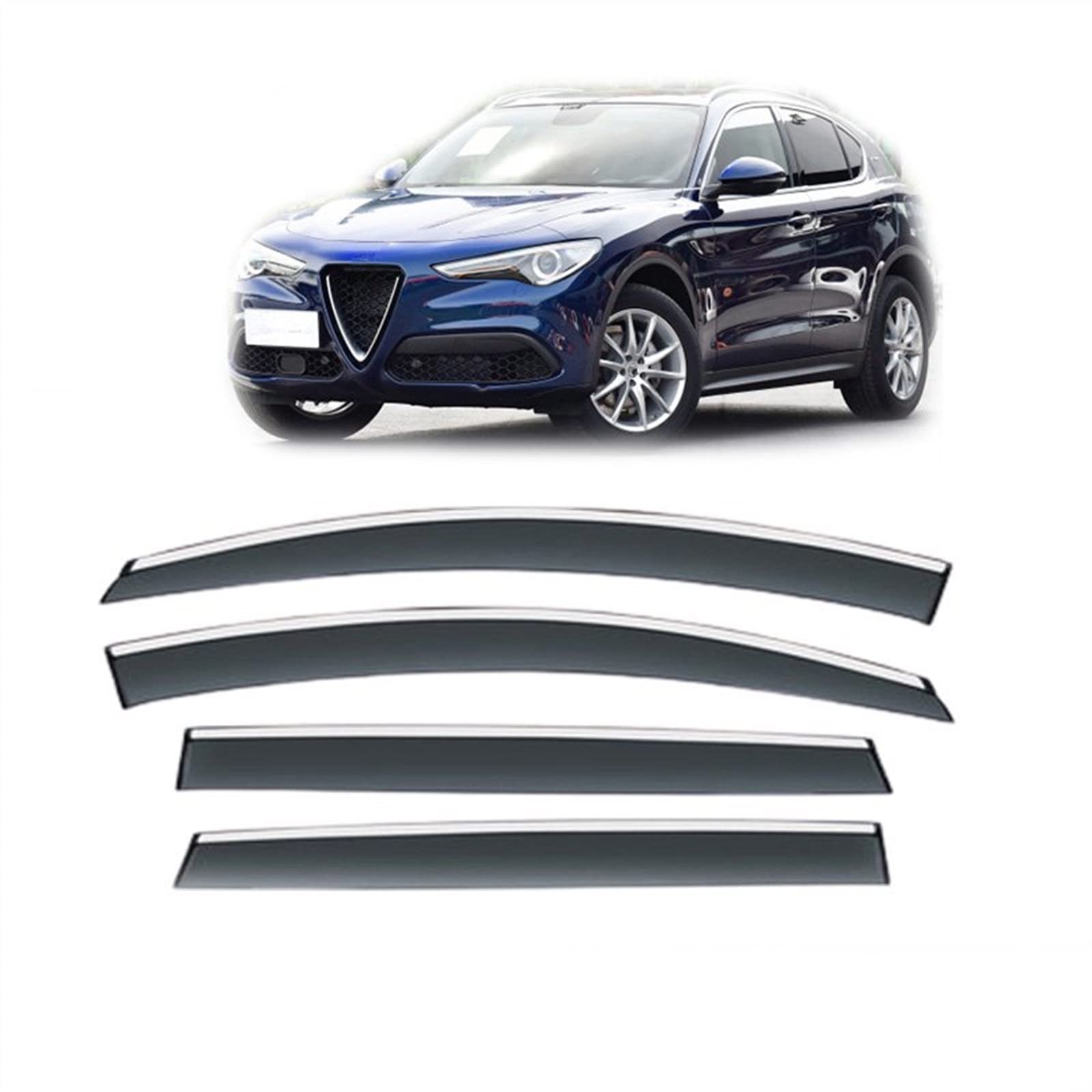 Auvent de fenêtre de voiture pour Alfa Romeo Stelvio 2017-2022 avec garniture