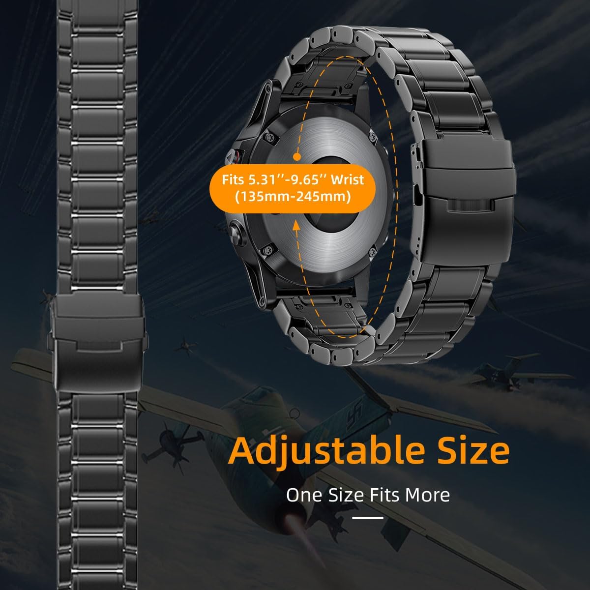 Luxury Titanium Fenix 8 51mm/7X/6X/5X Plus Band, 26mm Premium Metal Quickfit Bands Watch Strap with Swept Wing Clasp Compatible for Garmin Fenix 7X Pro/6X Pro/5X Plus/Enduro 3/Tactix 7 Bands - Image 7
