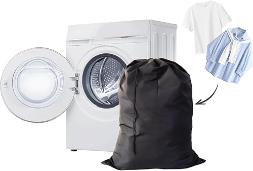 Miniatura 6 de YETHAN Bolsa de lavandería extra grande, bolsas negras con cierre de cordón, 30 x 40 pulgadas, para habitantes de la universidad, dormitorio y