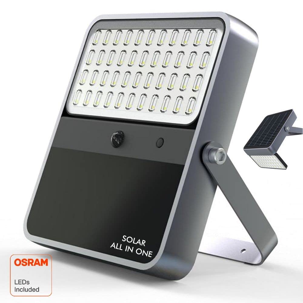 FactorLED Foco Proyector Exterior SOLAR LED 100W 5700K - Sensor de Movimiento - Mando a distancia