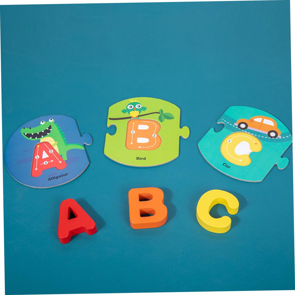 Educativo de Letras de Madera para Tarjetas de Palabras Inglés Rompecabezas Juguete Didáctico Seguro y Portátil para Aprendizaje Infantil