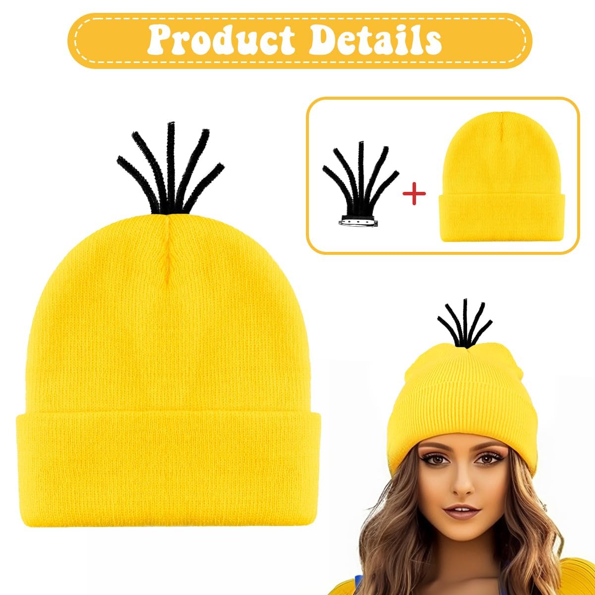 Humairc Costume Giallo Kit Occhiali Costume Carnevale/Halloween/Cosplay/Danza/Festa Carnevale Halloween Accessori Donna Uomo Ragazzi Ragazze - Occhiali Cappello Giallo Guanti Neri Calzini Bretelle
