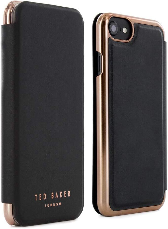Ted Baker® 2016 Collection iPhone 6S / 6 Case, Official iPhone 6S Leather Wallet Cover with Rose Gold Finish, Professional Women's iPhone 6S Cover Fashion Case - Women's SHANNON - Black
