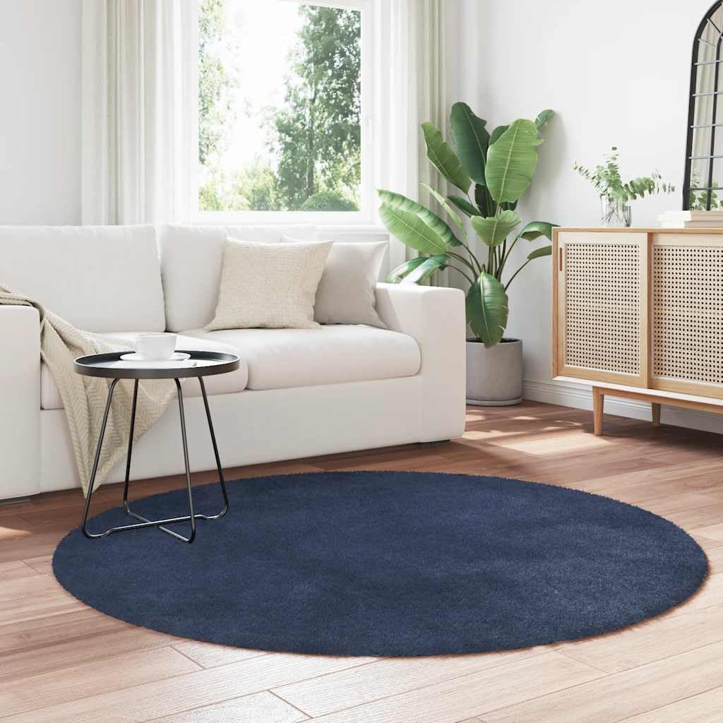 Tappeto Shaggy a Pelo Lungo NAVARRA Blu Marino 160x160 cm,Tappeto Shaggy,Antiscivolo Morbido,Tappeto Shaggy Camera da Letto-4102915