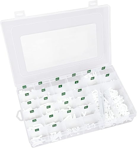 Letras de tablero de cartas, 504 caracteres precortados (1 pulgada, blanco) con bandeja de clasificación, letras de tablero de fieltro