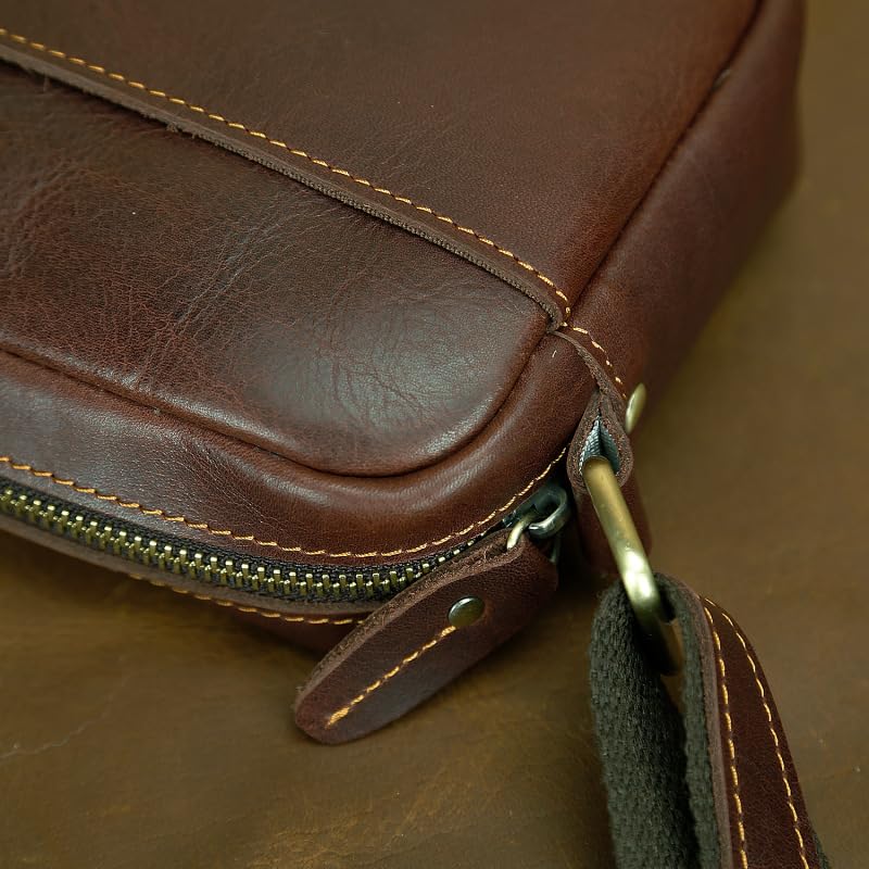 Crazy Horse Skórzana torba crossbody, prawdziwa skóra, kwadratowa torba na ramię do codziennego użytku i podróżne pudełko prezentowe