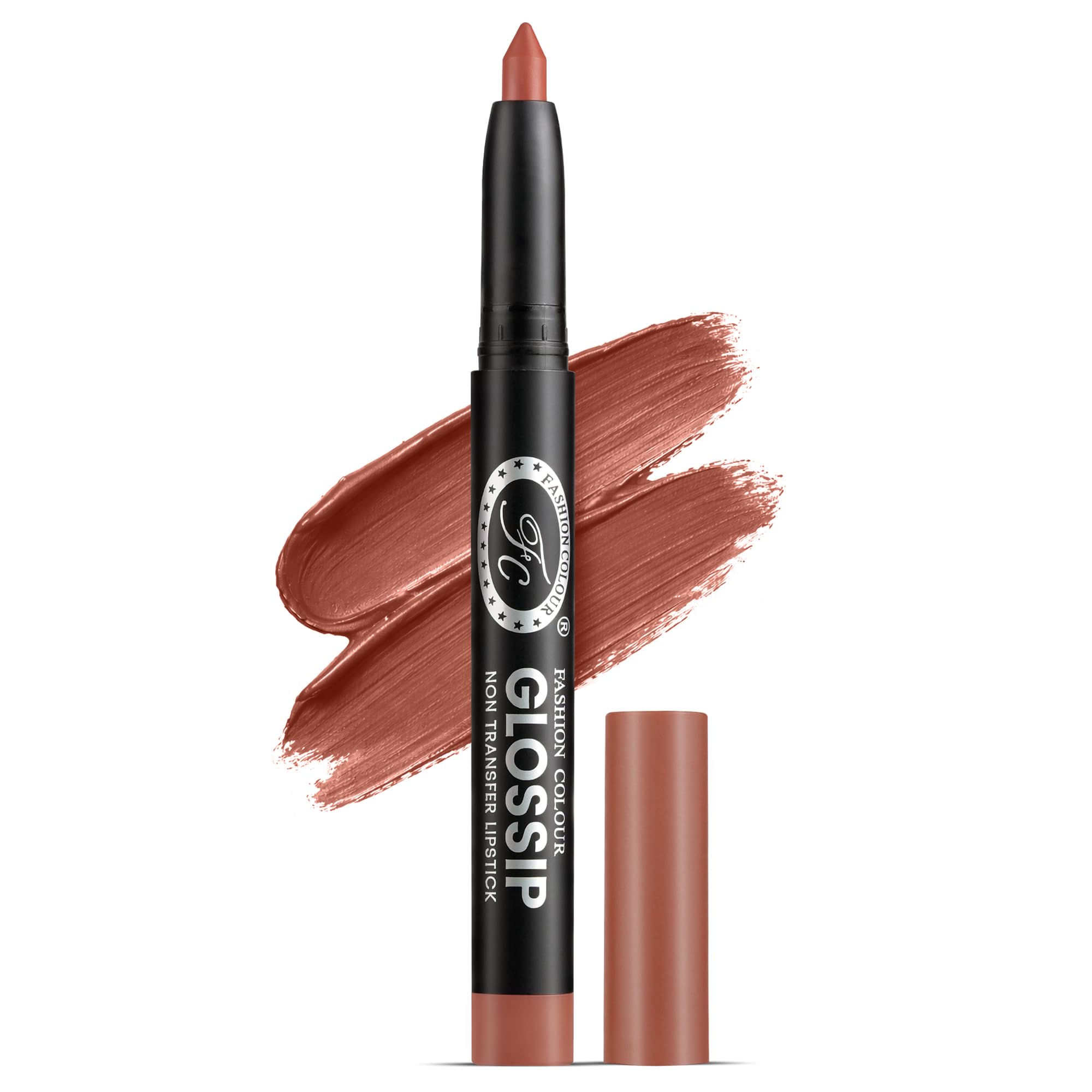 Fashion Colour Glossip Non-Transfer Lipstick | Long-Lasting 12 Hours Stay | Retractable Lip Crayon | One Swipe Application | Available in 19 Vibrant Shades (Caramel)-picture-37