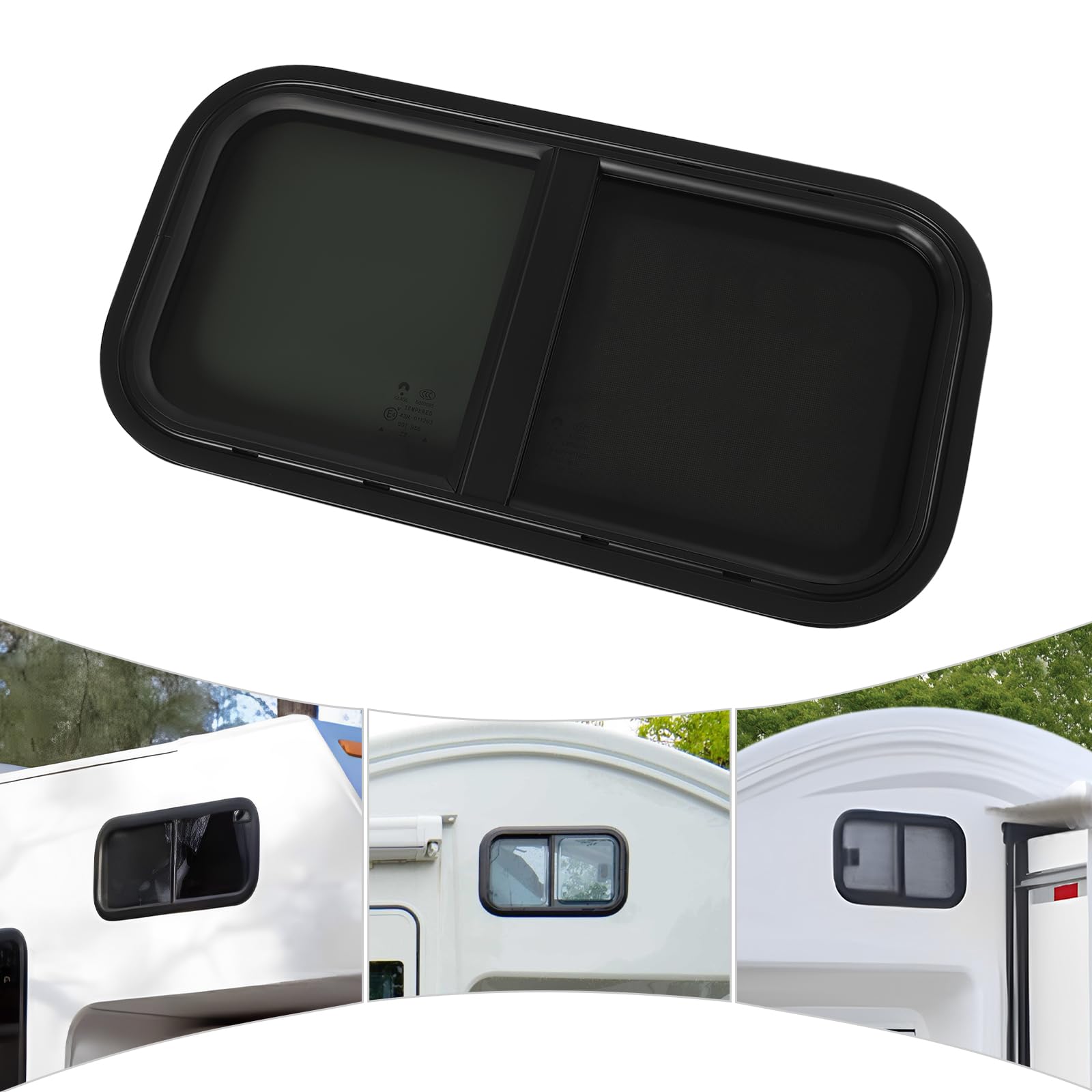 Finestra per camper con zanzariera 600x300 mm, finestra scorrevole arrotondata, finestra per camper, finestra per roulotte, finestra scorrevole per camper, finestra RV per camper, veicoli