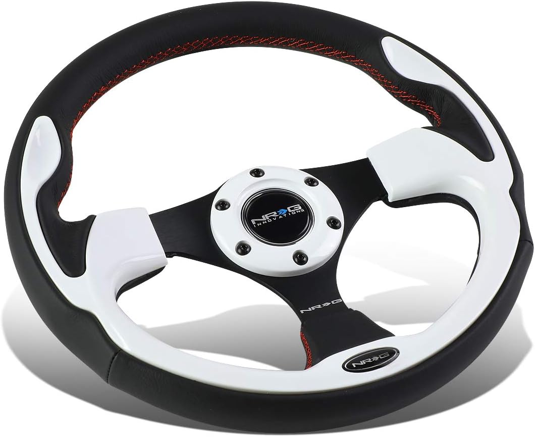 NRG Innovations RST-001WT Reinforced Steering Wheel (320mm Sport Steering Wheelwith White Trim)