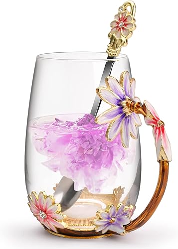 Vista 85 de OEAGO - Taza de té única, de regalo para Día de la Madre, cumpleaños, día de San Valentín, ideas para amiga, hermana, compañera de trabajo Púrpura