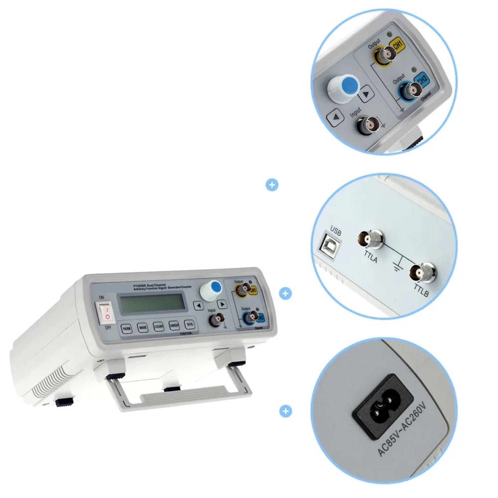 VCHICS Digitaler DDS-Funktionsgenerator, zweikanaliger 12-Bit-Sinuswellengenerator mit 250MSa/s und 24MHz beliebiger Wellenform/Pulsfrequenzsignalgenerator Für Elektroprojekte(Kitchen Treasure)