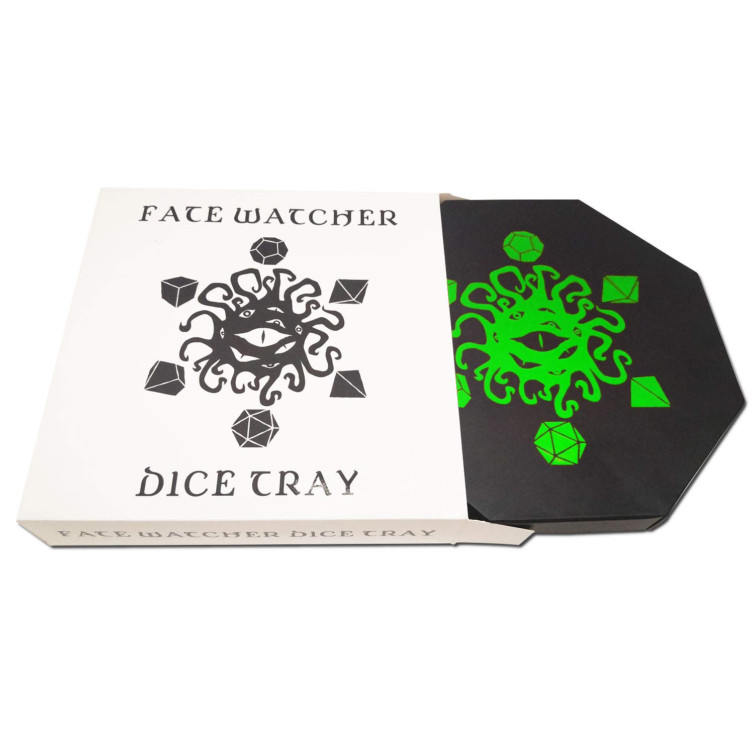 Fate Watcher WÜRFELBRETTER mit Deckel und Ablagefläche aus Polyskin und Samt | KOMPATIBEL mit Allen Arten von Brettspielen und Rollenspielen wie D&D, Warhammer und The Call of Cthulhu (grün)
