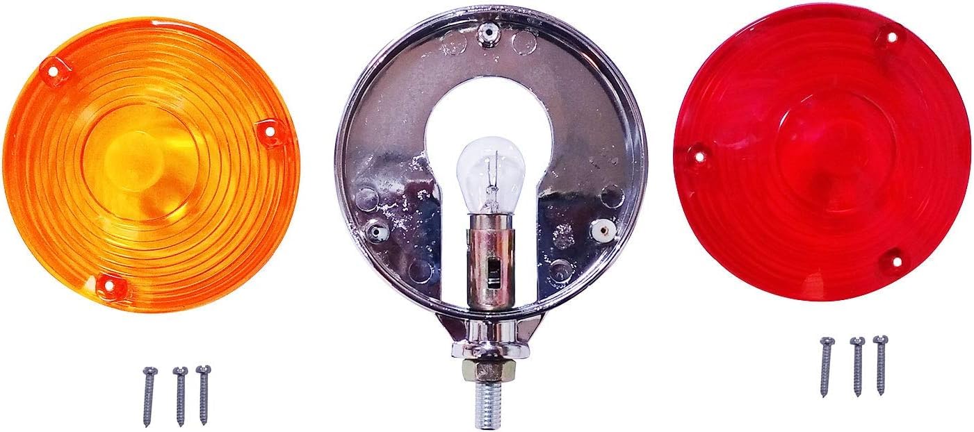 Ensemble d'éclairage à double face rouge / ambre étanche avec des ampoules 12V compatibles pour la remorque de camion SUV RV Fender STOP Turn Tow