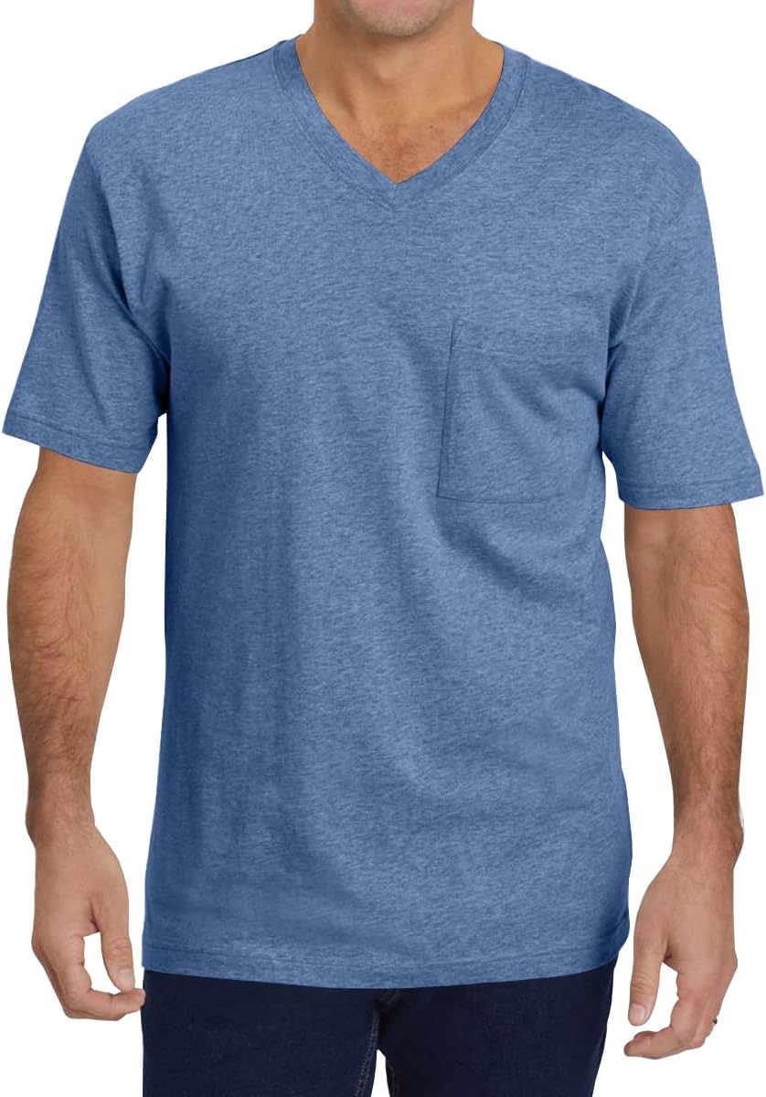 Wihion Mens Short Sleeve Pocket T-Shirts Casual Summer Cotton V Neck Tee Tops