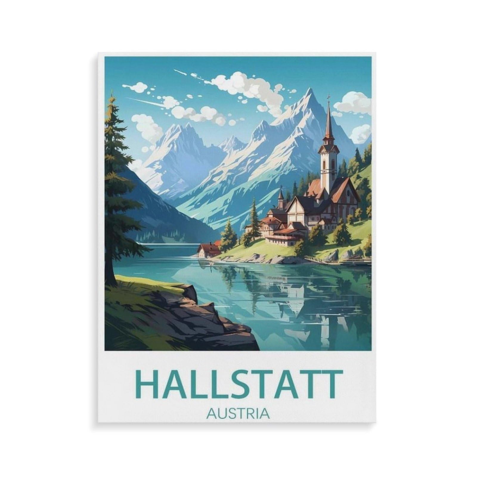 BEAYODKP Paint by Numbers,Austria Hallstatt,Exquisite Oil Painting by Numbers Kits for Beginners(30x40cm-O21