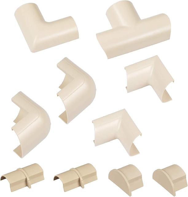 D-Line Mini Cable Trunking Clip-Over Accessory Multipack | Join Multiple Lengths of 30x15mm Mini Cable Cover | 10 Piece Electrical Trunking Accessory Multipack - Magnolia