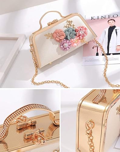 Miniatura 6 de Bolso retro para mujer, bolso de mano con flores, vintage, bolso de hombro para boda, bolso de noche