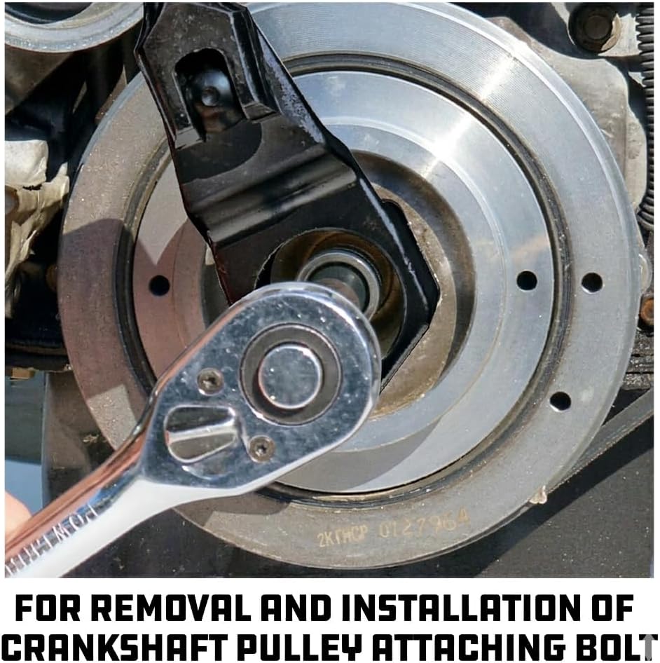 Powerbuilt Crankshaft Crank Pulley Removal Tool, 50mm Holder, Remover and Installer Socket Wrench, Honda and Acura - 648796,Black