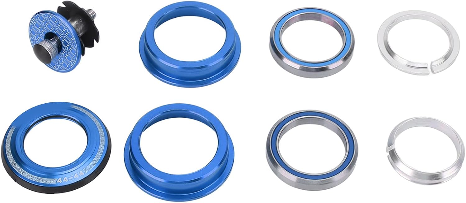 Bicycle Headset, Double Sealed Bearings for Smooth Rotation and Durability, Mountain Bike Headset 44mm Blue, for Mountain Bikers, Road Cyclists, and Commuters