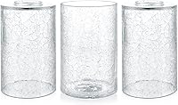 Skelang 3-Pack Crackle Lipless Glass Lamp Shades - 6-Inch Cylindrical Covers for Chandelier, Pendant, Bathroom Vanity Lights