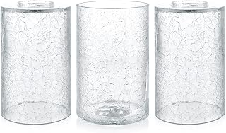 Skelang 3-Pack Crackle Lipless Glass Lamp Shades - 6-Inch Cylindrical Covers for Chandelier, Pendant, Bathroom Vanity Lights