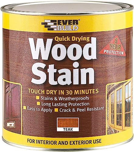 Everbuild Quick Drying Wood Stain, Teak, 750 ml