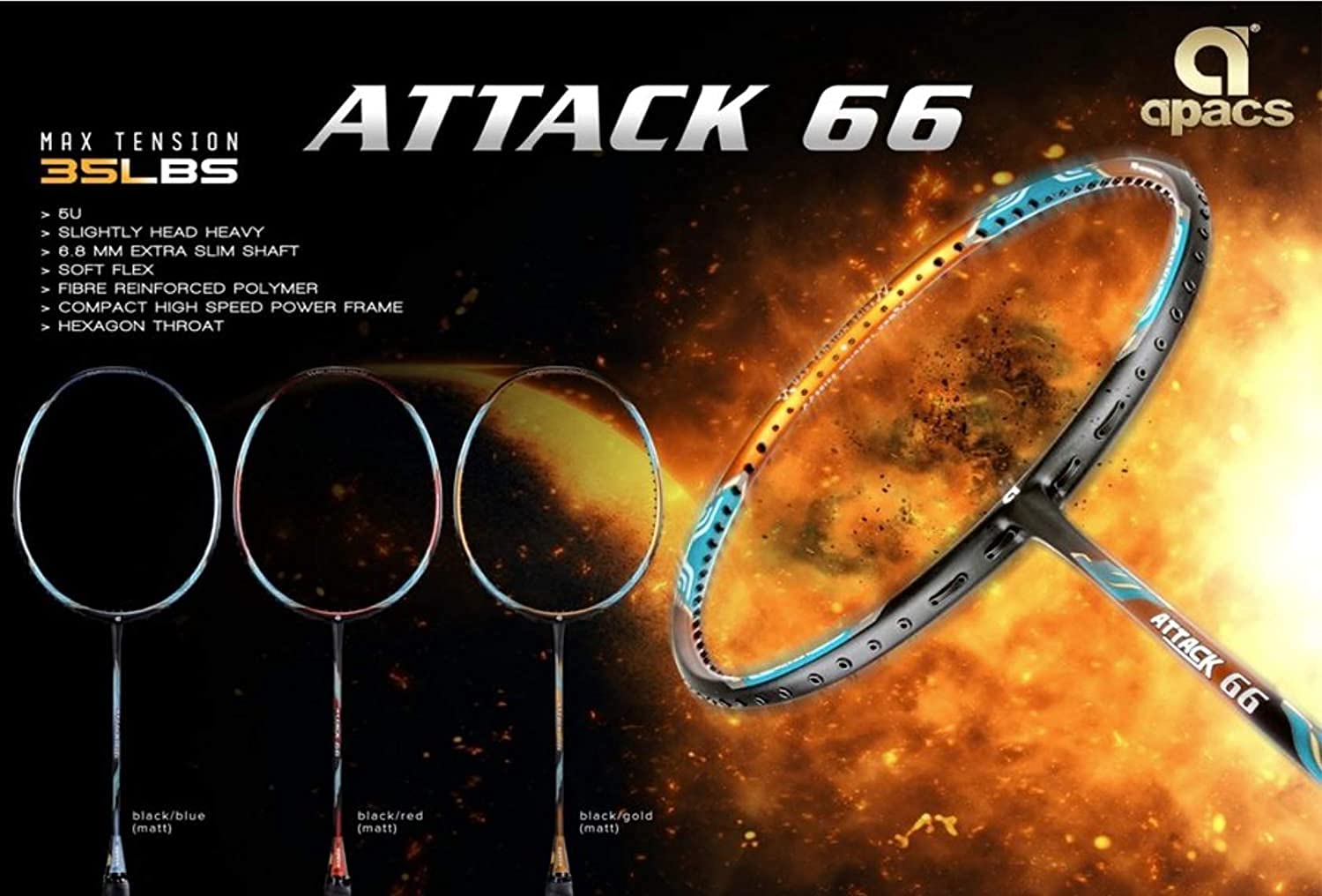 apacs attack66 バドミントンラケット Amazon | [apacs] アパックス バドミントンラケット アタック66