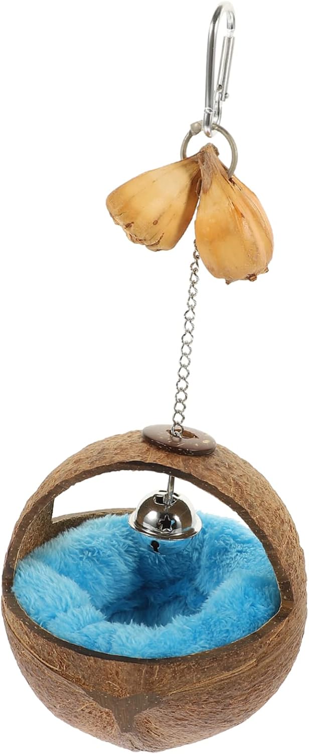 Balacoo 1 Juego Ocultar Agapornis Dormir Descanso Cojín Nido Columpio Decorativo Casa Hábitats Colgante Paja Estera Cama Lugar Cocos Pájaro Concha Loro Cría Periquito Cocos Jaula