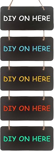 Miniatura 1 de Cartel de pizarra colgante de doble cara tablero de mensajes borrable, letrero de pizarra de madera con cuerda, letrero de mensaje de notas,