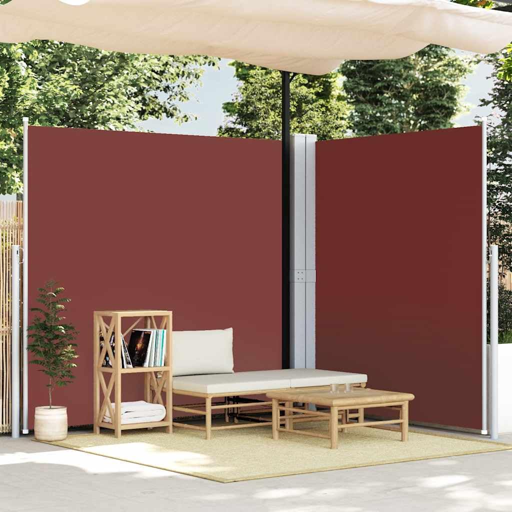 Tenda da sole laterale estensibile, 200 x 600 cm, resistente ai raggi UV, per balcone, terrazzo, giardino, con funzione di riavvolgimento automatico, materiale di montaggio e 2 pali inclusi