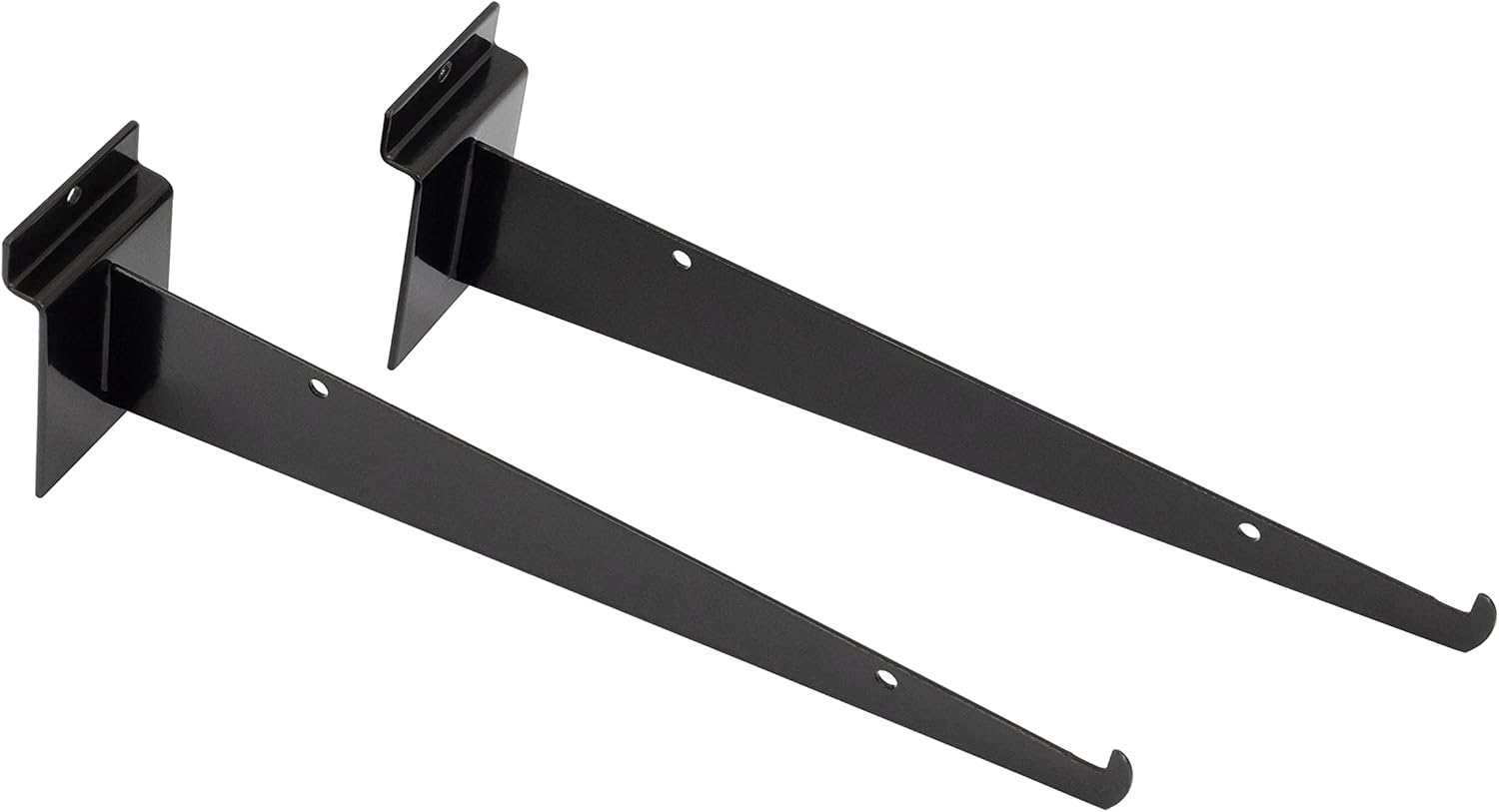 10-inch Shelf Brackets Attach to Slatwall, Holds Light and Medium Weight Shelving for Retail Displays or Home Use (Quantity 10) (10, Black)