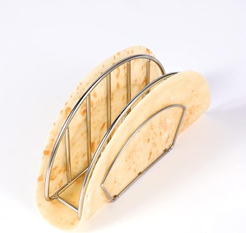 Yaoxianwu Soporte de molde para tacos de acero inoxidable para hornear freidora o freír al aire para hacer tacos crujientes y de fondo plano para