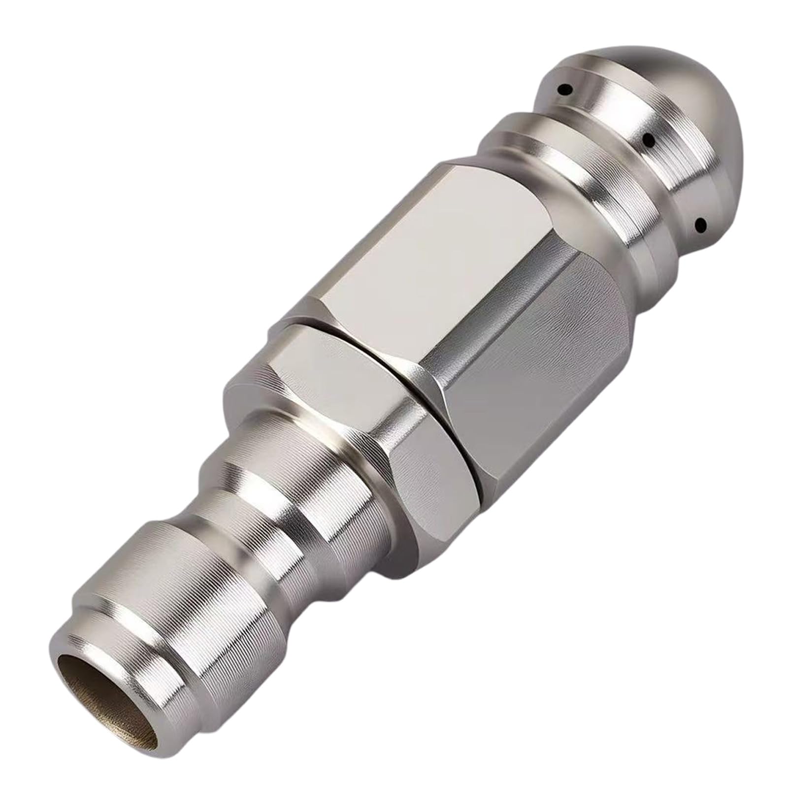 DCYQAIN Stainless Steel High Pressure Pipe Cleaning Nozzle, 360° Self-Rotating Drain Jetter, 1/4" Quick Connect for Sewer Lines & Downspouts