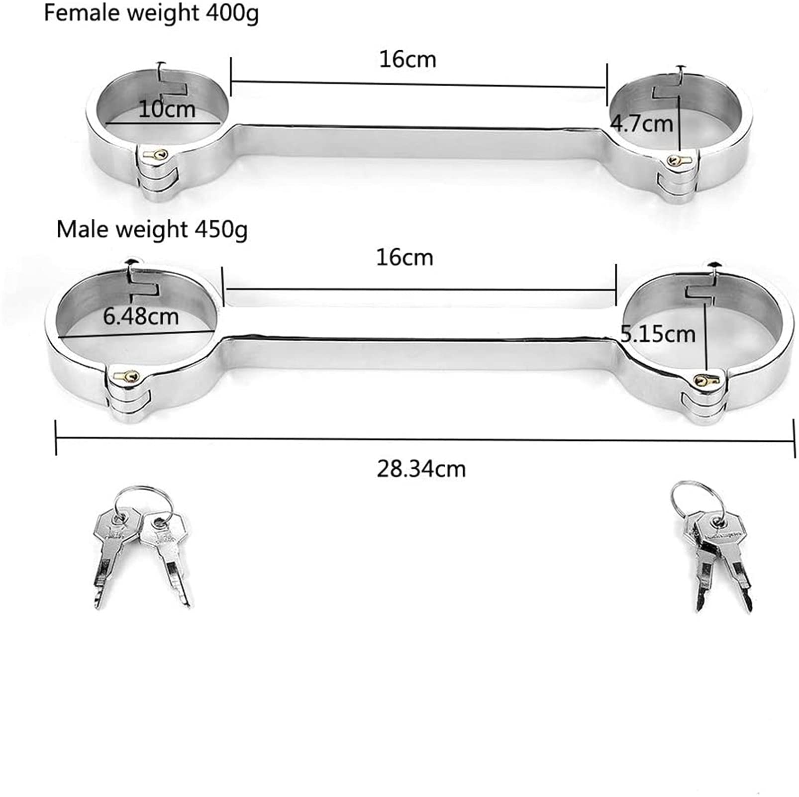 Edelstahl Behoben Handgelenk Bondage Handschellen Sex, Metall Sklaven Handfesseln mit Schloss und Schlüssel Erotik SM Fetisch Sexspielzeuge für Paare,Female ø5.7 * 4.7cm
