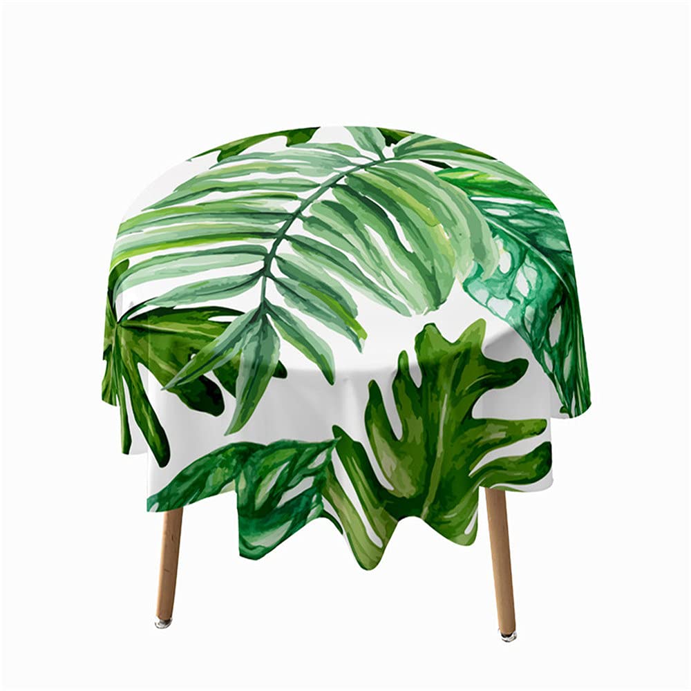 Morbuy Green Tropical Plants Nature Print Round Tablecloth for Circular Table, Waterproof Table Cloths Stain Resistant Wipeable Table Cover for Home Party Kitchen Dinning (Green monstera,200cm)