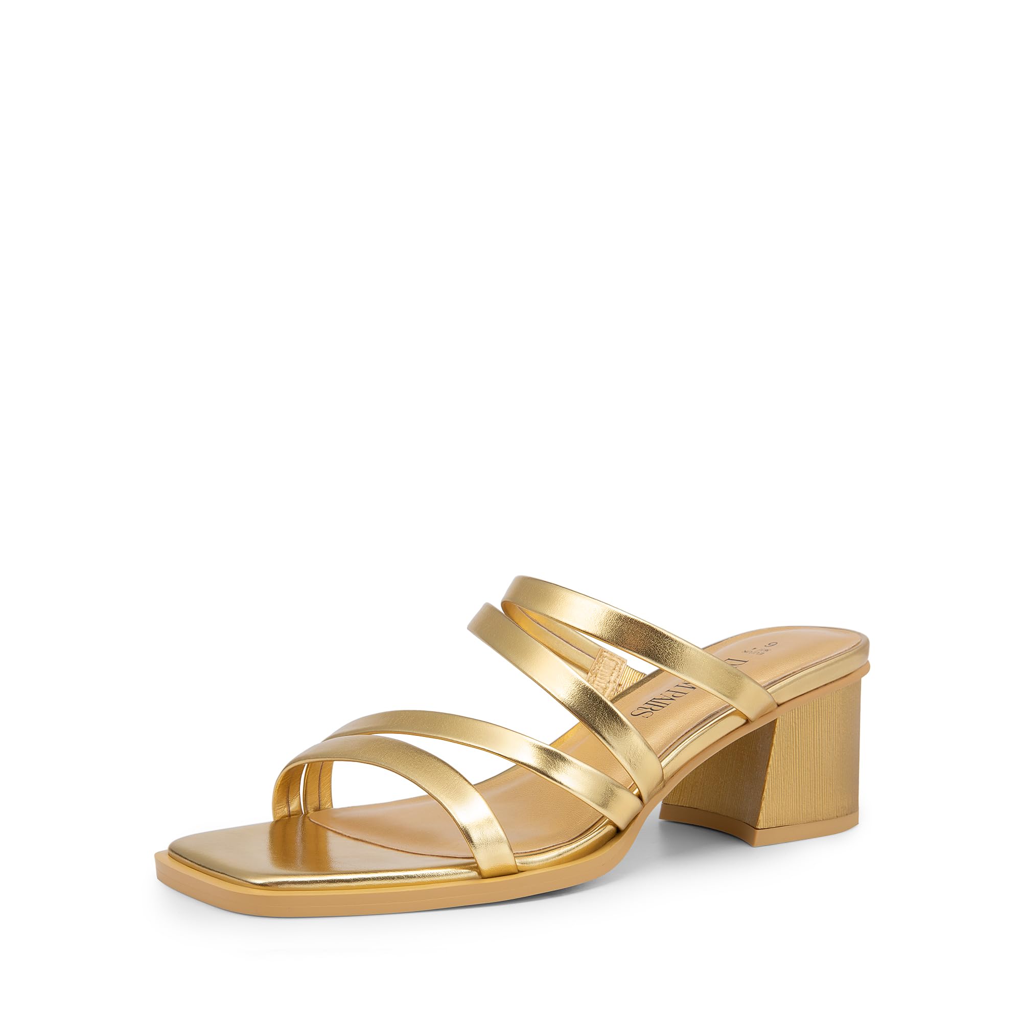 Photo 1 of DREAM PAIRS Women's Strappy Heels Block Open Toe Low Heel Chunky Mules Sandals Dress Shoes,Size 5,Gold-Metallic,SDHS2370W
