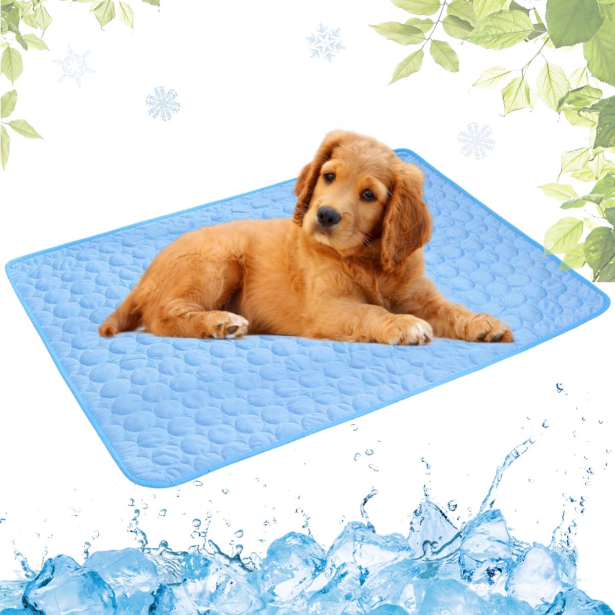 Colchonetas Refrescante para Perros, Alfombrilla para Perros en Verano, Alfombra de enfriamiento para Gatos Seda de Hielo, Esteras Autoenfriamiento para Mascotas Lavable(Azul,40x50cm)