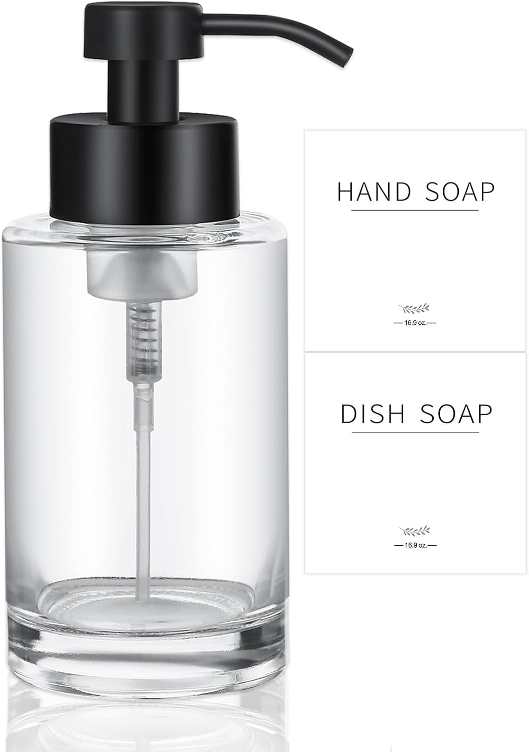 Glass Foaming Soap Dispenser Set with 304 Stainless Steel Pump 12oz Clear
