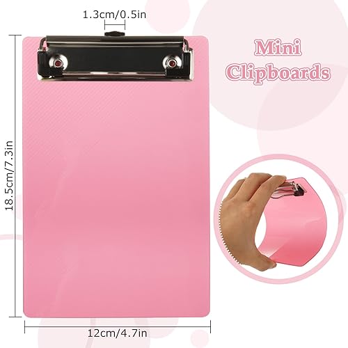 Miniatura 2 de Paquete de 20 mini portapapeles de 7.3 x 4.7 pulgadas, portapapeles pequeños a granel, portapapeles de plástico de color con clip de perfil,