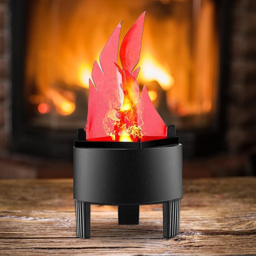 3D Fake Fire Flames Lamp, Artificial Flame Campfire Realistic Stage Light LED Table Lamp for Halloween Night Light Club Decor, Black