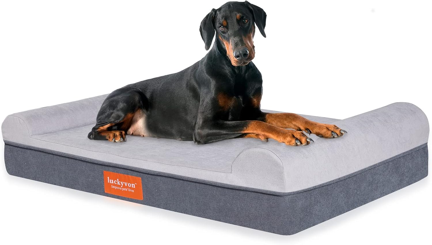 luckyvon XL Dog Bed for Large Dogs - Memory Foam with Two Pillows - Durable Calming Dog Bed with Removable Washable Cover for Dog Fence,…