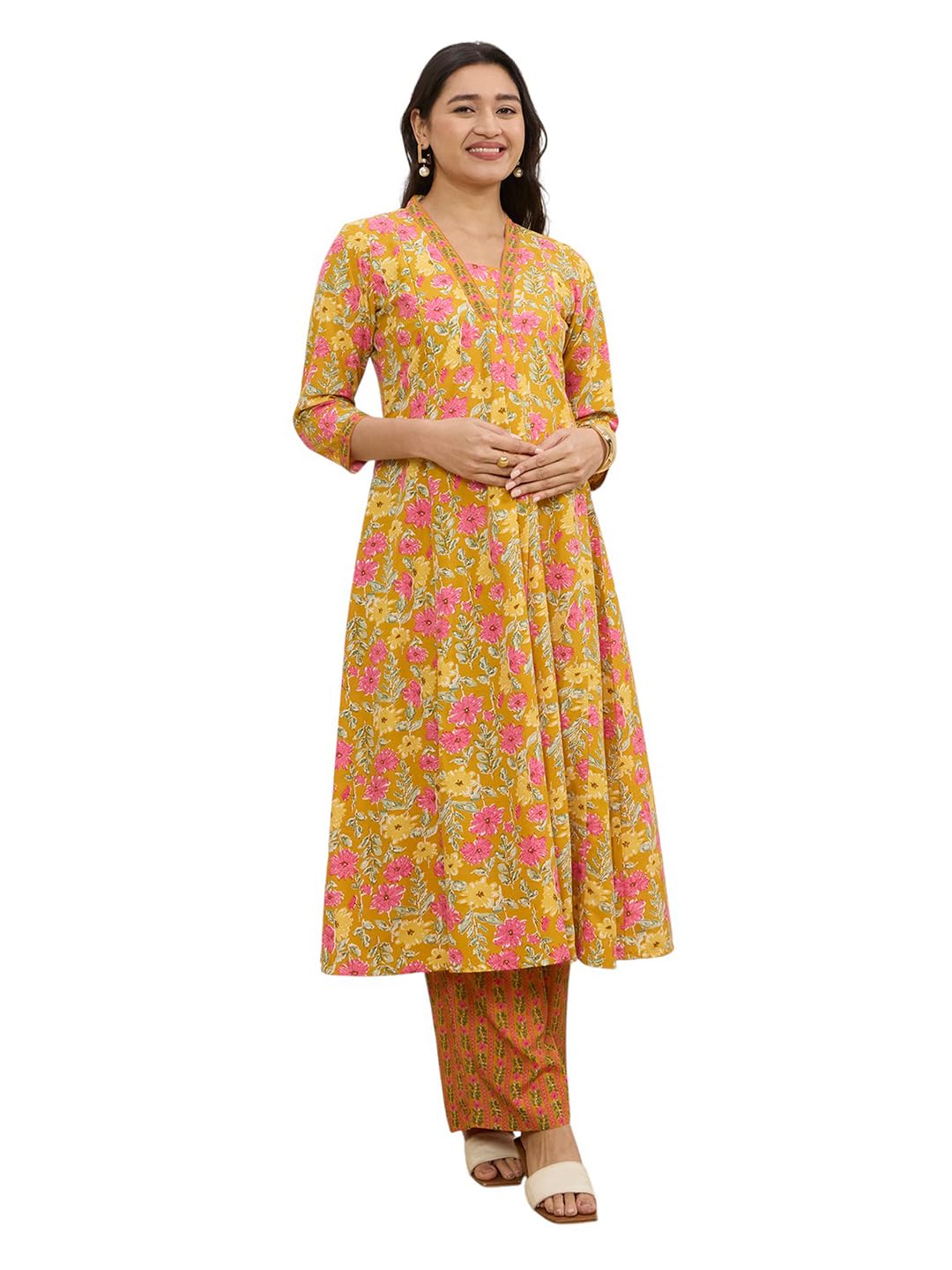 Maternity Kurta Set for Women | Cotton Pregnancy & Feeding Friendly Kurti Set | Comfortable Indian Ethnic Wear-image-43