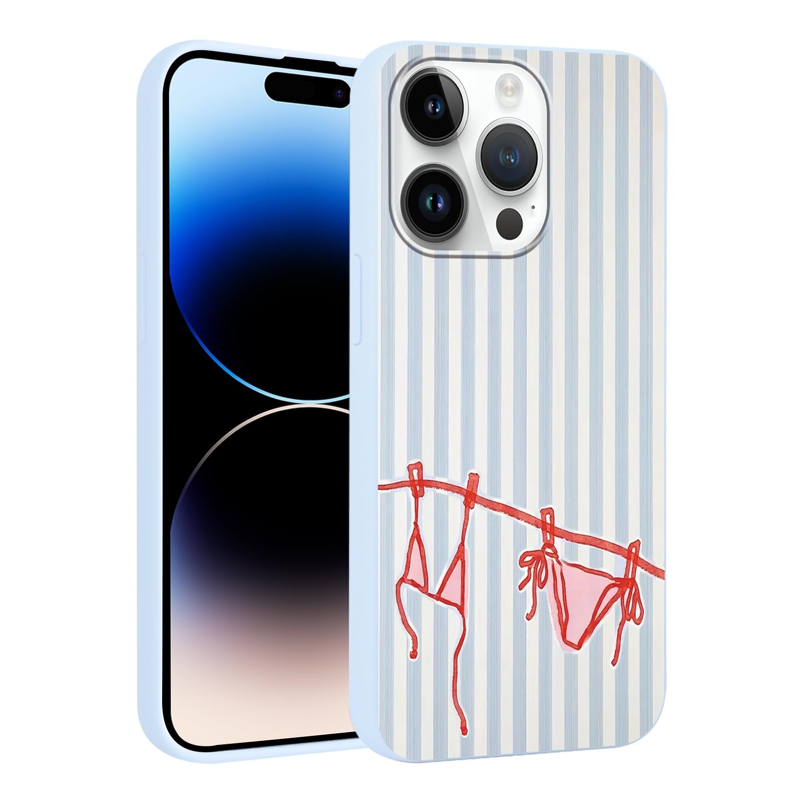 Coque de protection iPhone 14 Pro Max jolie rayure verticale bleu - 8