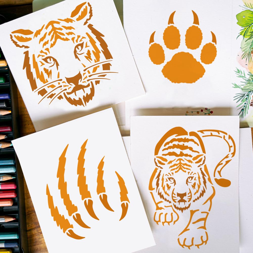 Amazon.co.jp: FINGERINSPIRE 虎の足跡プリント絵画ステンシル - 11.8