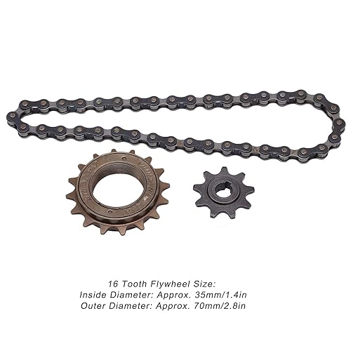Miniatura 5 de VBESTLIFE Kit de cadena de rueda libre para bicicleta, rueda libre de 16 dientes, 9 dientes dentados de 38 secciones para bicicleta de montaña, kit