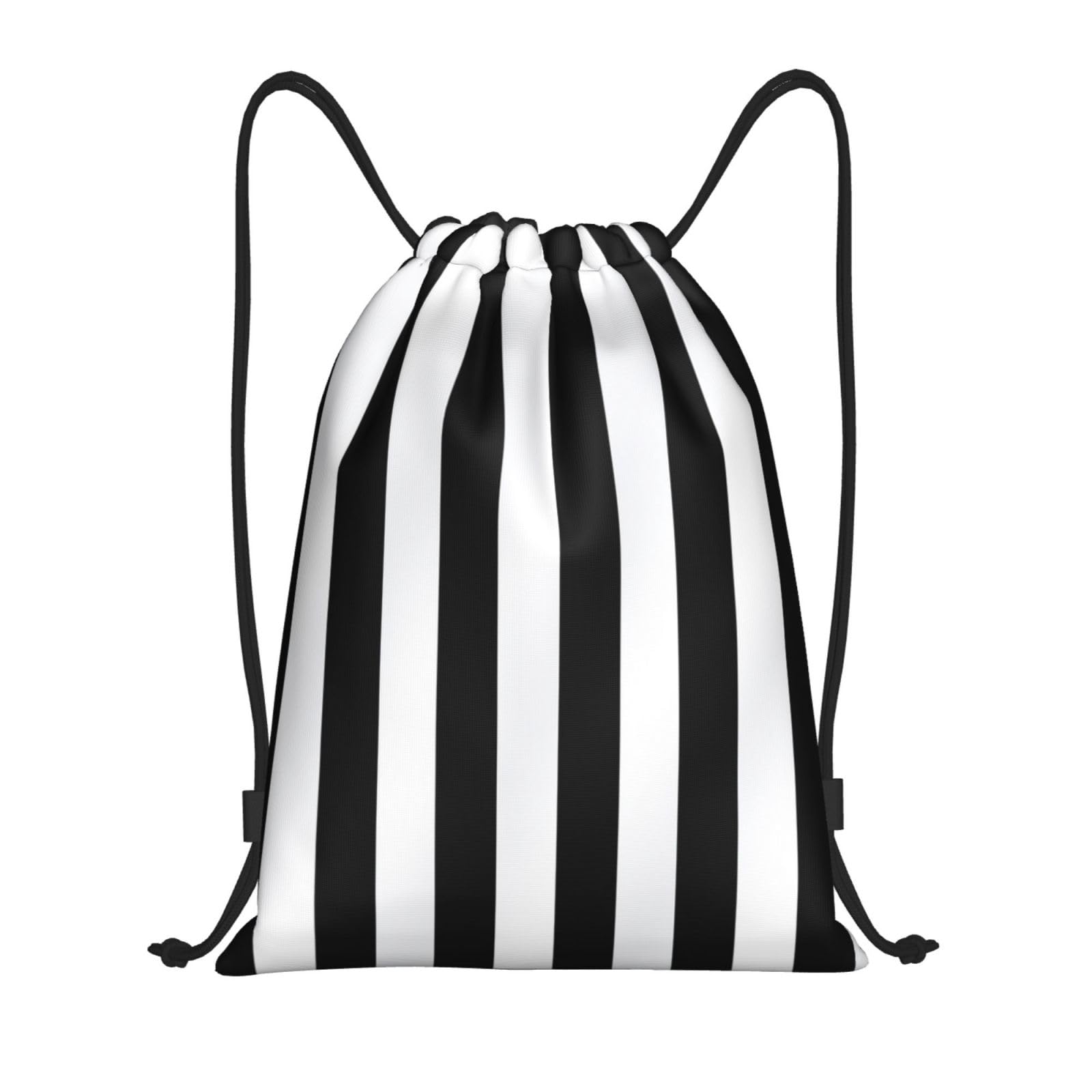 BWLHJKE Black & White Stripe Drawstring Backpack Waterproof String Bag Sports Sackpack Gym Bags for Men Women