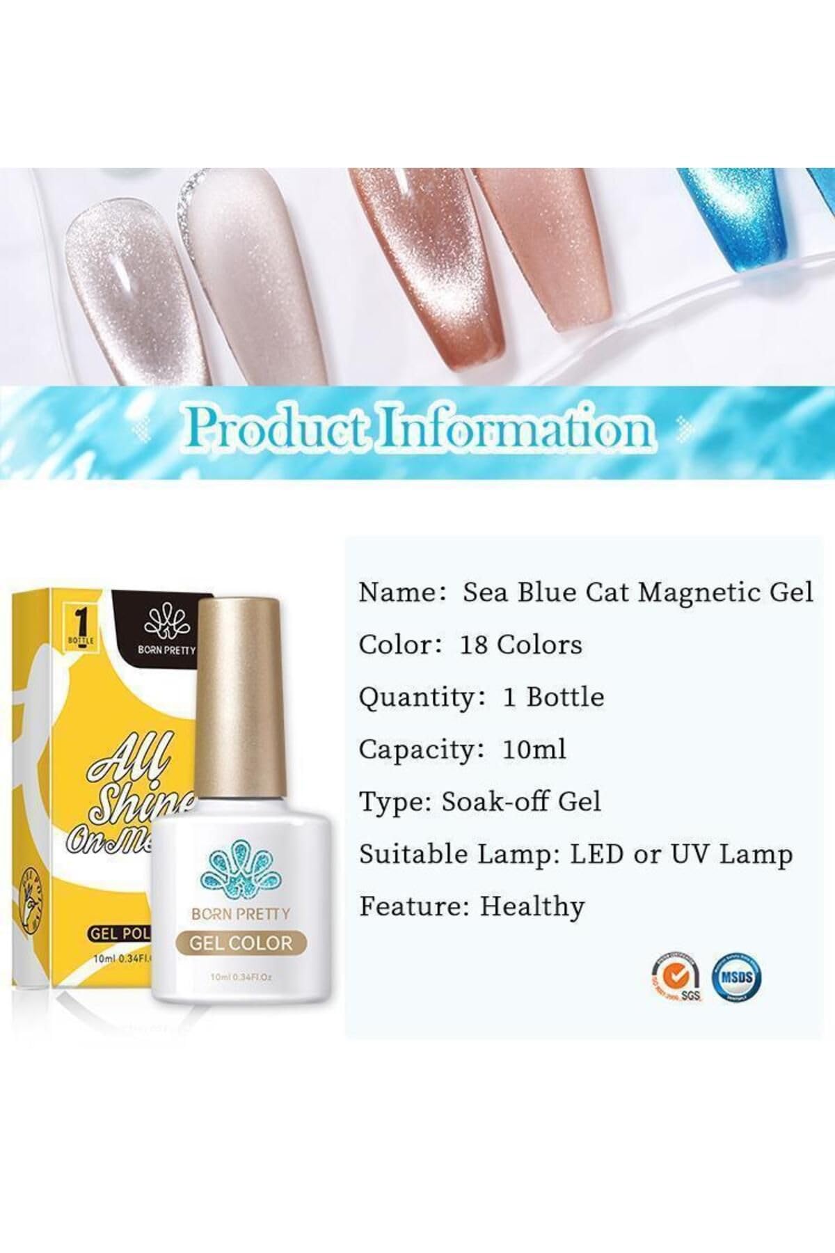 Born Pretty 10 Ml Sea Blue Kedi Gözü Oje Sb-06 (56466) 3720