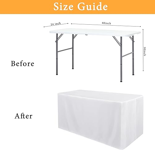Miniatura 7 de Obstal Paquete de 2 manteles para mesas rectangulares de 4 pies, resistente al agua, lavable, de poliéster, protector para bodas, banquetes y ferias
