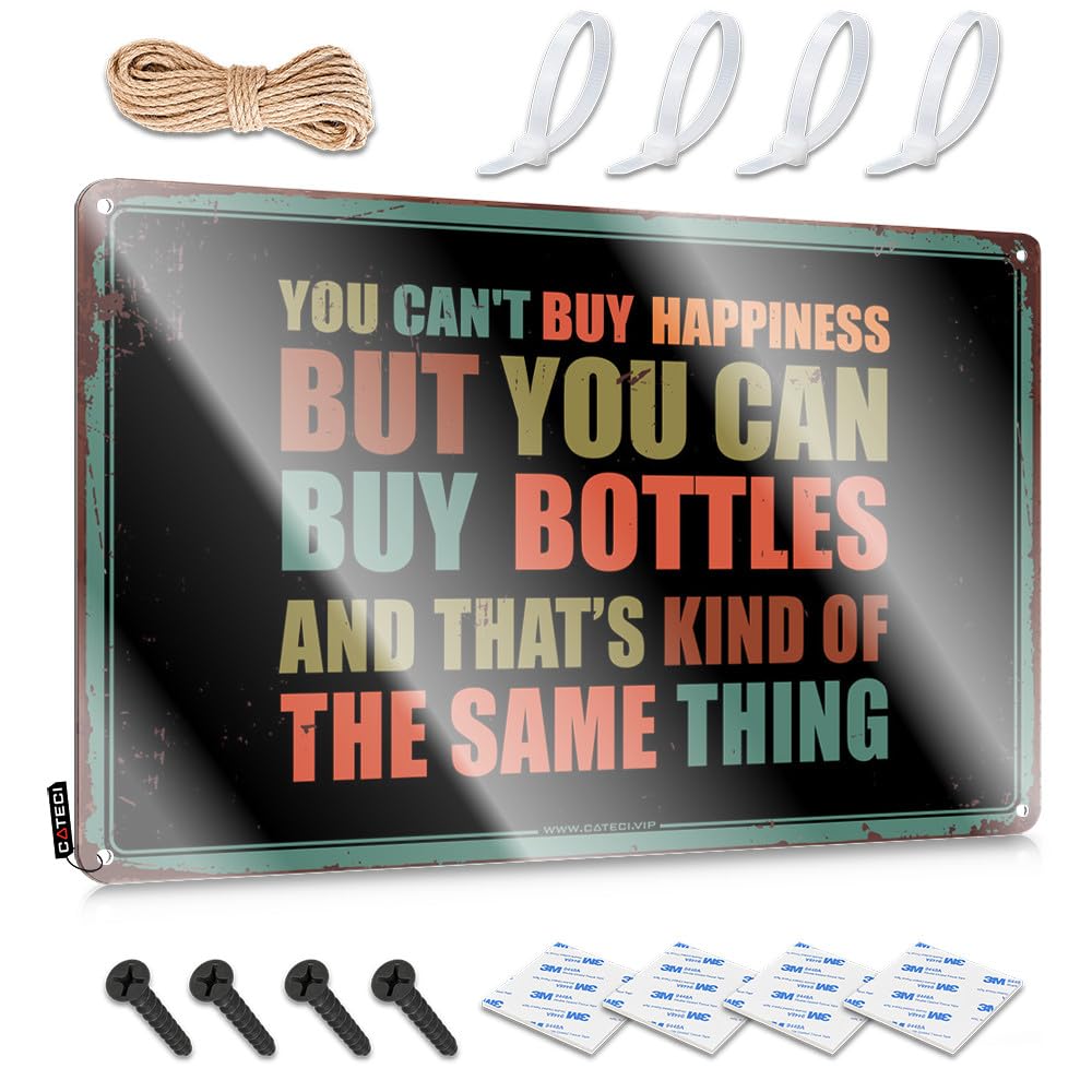 You Can't Buy Happiness But You Can Buy Bottles Beauty Room Decor Fun - Tin Metal Sign Nice Vintage Wall Art(30X40CM)